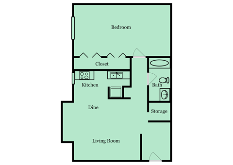 1 bed 1 bath floorplan A 1 bed 1 bath floorplan A at Gardens at Camp Creek, Atlanta